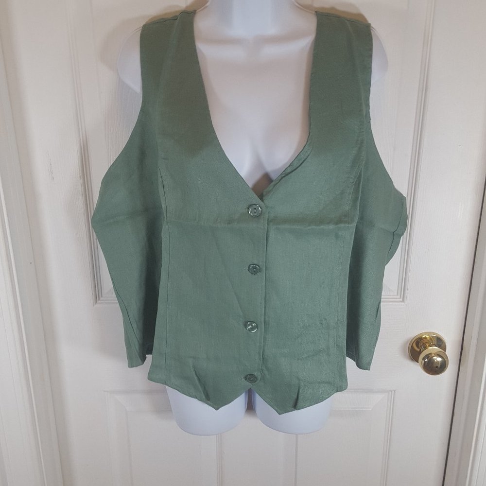 Gillian Grey Vest Sea-Green Size 16